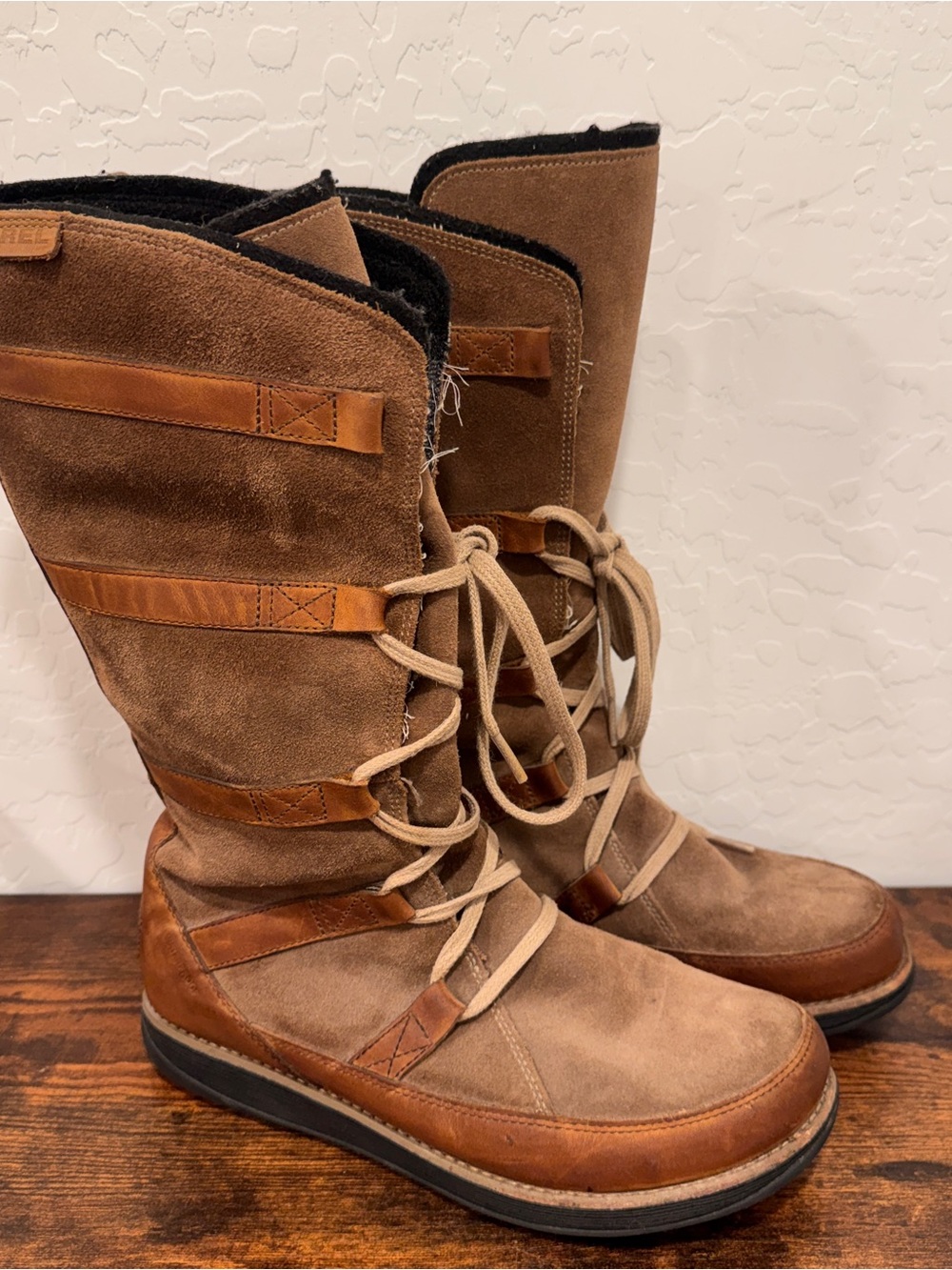 Sorel Liftline Boots Brown Suede Lace-Up Tall Winter Womens 9 Outdoor